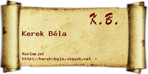 Kerek Béla névjegykártya